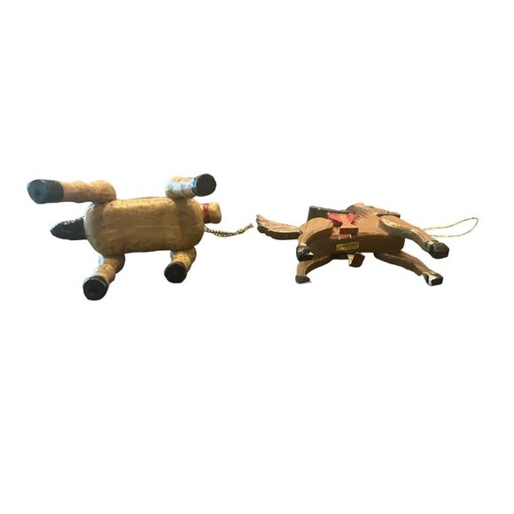 2 Vintage horse ornaments Wooden Taiwan w/Saddle 3.25” & Porcelain Russ 4” - Picture 7 of 9